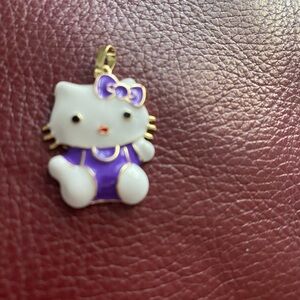 Hello Kitty Gold-Tone White and Purple Enamel Charm Pendant